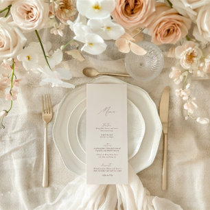 Elegant Modern Ivoor Kalligrafie Bruiloft Menu Kaart