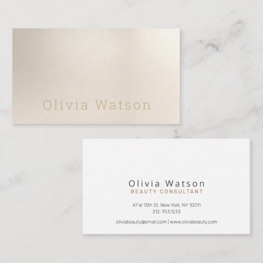 Elegant modern ivoor Linen minimalistisch professi Visitekaartje (Voorkant / Achterkant)