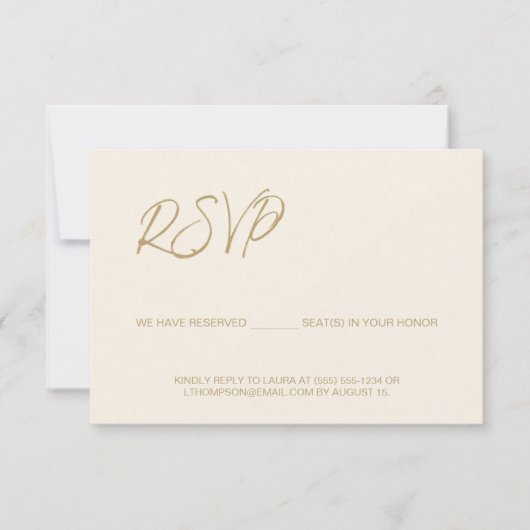 Elegant Modern Ivoor RSVP op Mailing Reserved Seat (Voorkant)