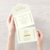Elegant Modern Ivory Minimalist Wedding All In One Uitnodiging (Uittrekbaar)