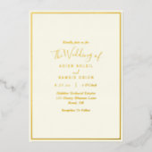 Elegant Modern Ivory Wedding Gold Foil Uitnodiging (Voorkant)