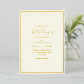 Elegant Modern Ivory Wedding Gold Foil Uitnodiging (Staand Voorkant)