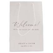 Elegant modern Ivory Wedding Welcome Gift Bags Medium Cadeauzakje (Voorkant)
