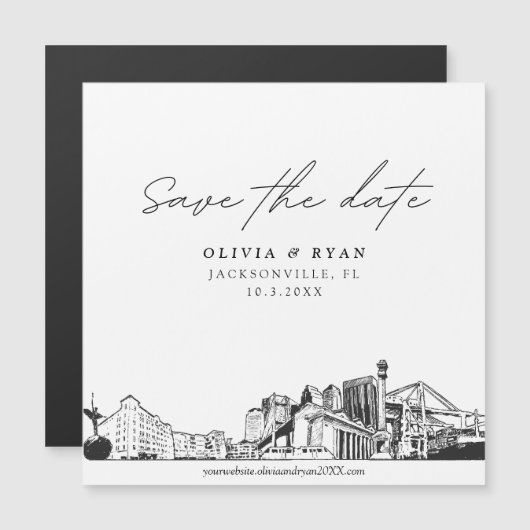 Elegant Modern Jacksonville Save the Date Magnet (Voorkant / Achterkant)