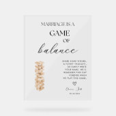 Elegant Modern Jenga Gastenboek Bruiloft Acryl Bord (Voorkant)