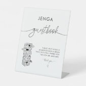 Elegant Modern Jenga Gastenboek Trouwbord Reclamebord Met Voetstuk (Voorkant)