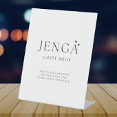 Elegant Modern Jenga Gastenboek Trouwbord Reclamebord Met Voetstuk
