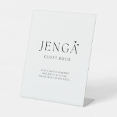 Elegant Modern Jenga Gastenboek Trouwbord Reclamebord Met Voetstuk (Voorkant)
