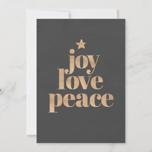 Elegant Modern Joy, Love & Peace Christmas Feestdagenkaart (Voorkant)