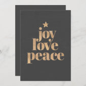 Elegant Modern Joy, Love & Peace Christmas Feestdagenkaart (Voorkant / Achterkant)