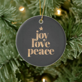 Elegant Modern Joy, Love & Peace Christmas Keramisch Ornament