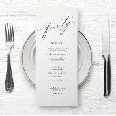 Elegant modern kalligrafie 40th Birthday Menu