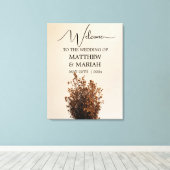 Elegant modern kalligrafie Floral Wedding Welkom Canvas Afdruk (Insitu (Houten vloer))
