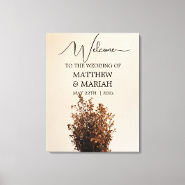 Elegant modern kalligrafie Floral Wedding Welkom Canvas Afdruk
