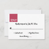 Elegant modern kalligrafie Magenta Classy Wedding RSVP Kaartje (Voorkant)