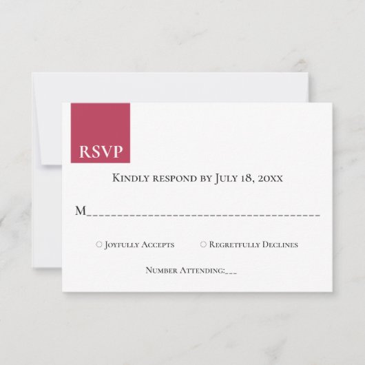 Elegant modern kalligrafie Magenta Classy Wedding RSVP Kaartje (Voorkant)