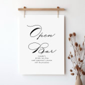 Elegant modern kalligrafie Open Bar Sign Poster