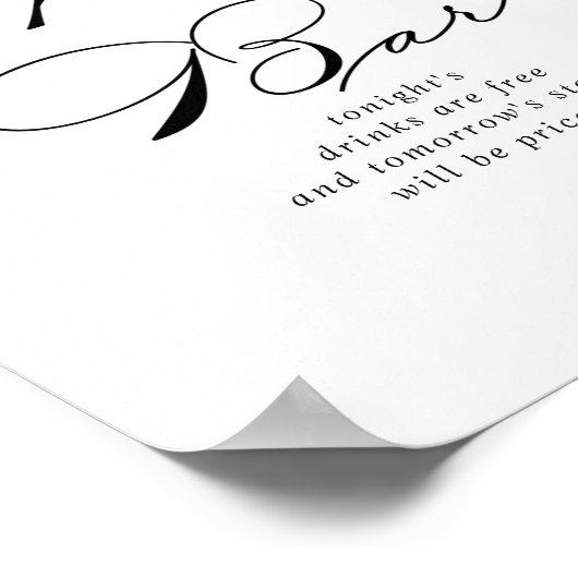 Elegant modern kalligrafie Open Bar Sign Poster (Hoek)
