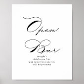Elegant modern kalligrafie Open Bar Sign Poster (Voorkant)