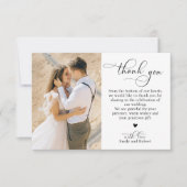 Elegant modern kalligrafie script 2 foto bruiloft bedankkaart (Voorkant)