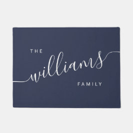 Elegant modern kalligrafieblauw & wit deurmat
