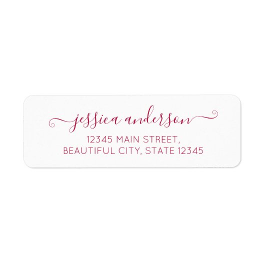 Elegant modern kalligrafiescript Burgundy Red Etiket (Voorkant)