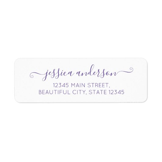 Elegant modern kalligrafiescript Paars Violet Etiket (Voorkant)