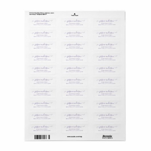 Elegant modern kalligrafiescript Paars Violet Etiket (Full Sheet)