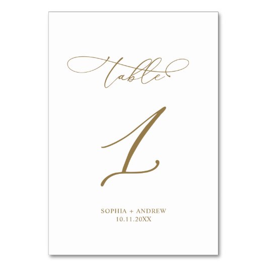 Elegant modern kalligrafietabel 1 Weddenschap Kaart (Achterkant)