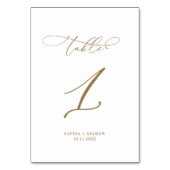 Elegant modern kalligrafietabel 1 Weddenschap Kaart (Voorkant)