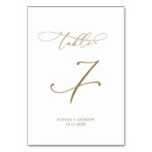 Elegant modern kalligrafietabel 7 Weddenschap Kaart (Achterkant)