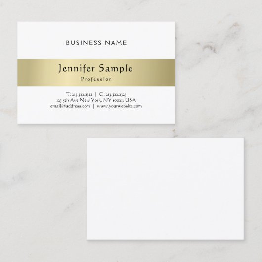 Elegant modern, kalligrafisch, getypt gewoon goud visitekaartje (Voorkant / Achterkant)