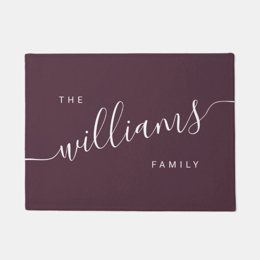 Elegant modern kalligrafisch paars & wit deurmat (Voorkant)