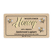Elegant modern kartonnen bijen honingpot label (Voorkant)
