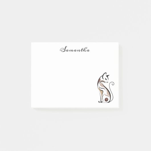 Elegant modern Kat, Cat Mom, gepersonaliseerd Post-it® Notes (Voorkant)