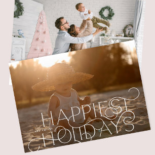 Elegant & Modern KERST Foto CURLY Gelukkigst Feestdagenkaart