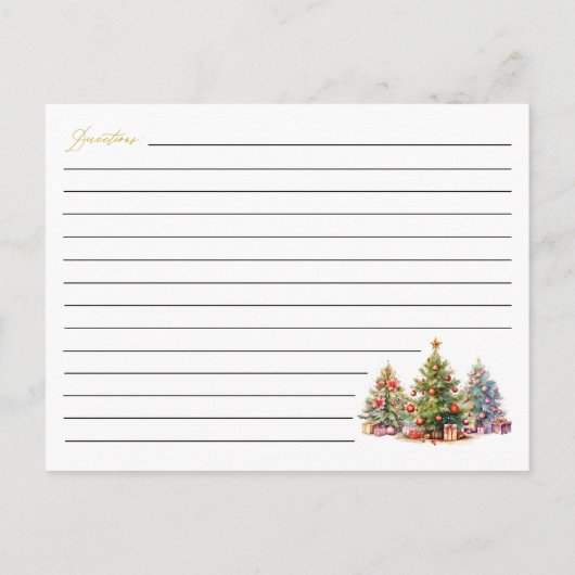 Elegant Modern Kerstboom Vakantie Recept Kaart (Achterkant)