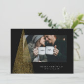 Elegant modern kerstboomfeest met fotokaart feestdagenkaart (Staand voorkant)