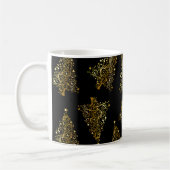 Elegant modern kerstboompatroon zwart goud koffiemok (Links)