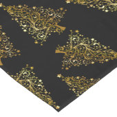 Elegant modern kerstboompatroon zwart goud korte tafelloper (Hoek)