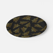 Elegant modern kerstboompatroon zwart goud papieren bordje (Gekanteld)
