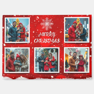 Elegant modern kerstfamiliefotoontwerp magneet