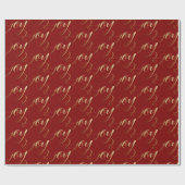 Elegant Modern Kerstfeest Joy Gold Burgundy Cadeaupapier (Vlak)