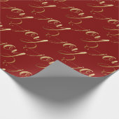 Elegant Modern Kerstfeest Joy Gold Burgundy Cadeaupapier (Hoek)
