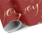 Elegant Modern Kerstfeest Joy Gold Burgundy Cadeaupapier (Rol Hoek)