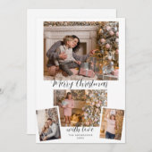 Elegant Modern Kerstmanuscript Aangepaste foto's H Feestdagenkaart (Voorkant / Achterkant)