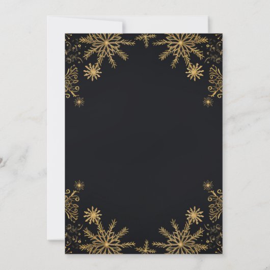 Elegant Modern Kerstmis Zwart en Goud Feestelijk Kaart (Achterkant)