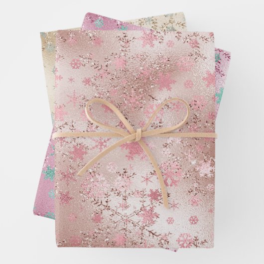 Elegant modern kerstsnowflake Patroon Inpakpapier Vel (In situ)