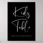 Elegant & Modern Kinder bruiloft Zwarte tafel teke Poster (Voorkant)