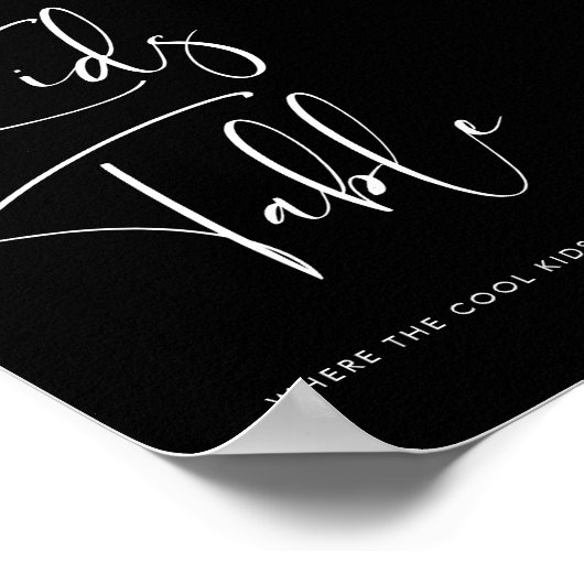 Elegant & Modern Kinder bruiloft Zwarte tafel teke Poster (Hoek)
